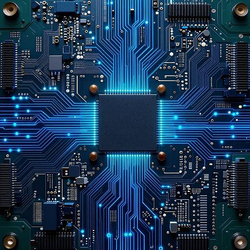 Futuristic Circuit Board Top View