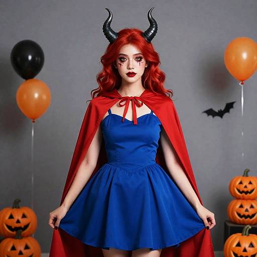 Red and Blue Halloween Lady