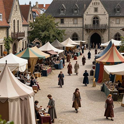 Bustling Medieval Market Square Scene