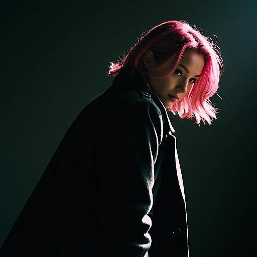 Dramatic Portrait of Pink-Haired Girl