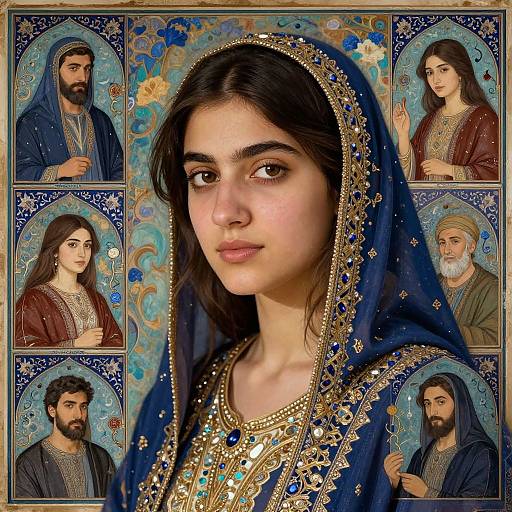 Persian Art Inspired Masterpiece Portrait