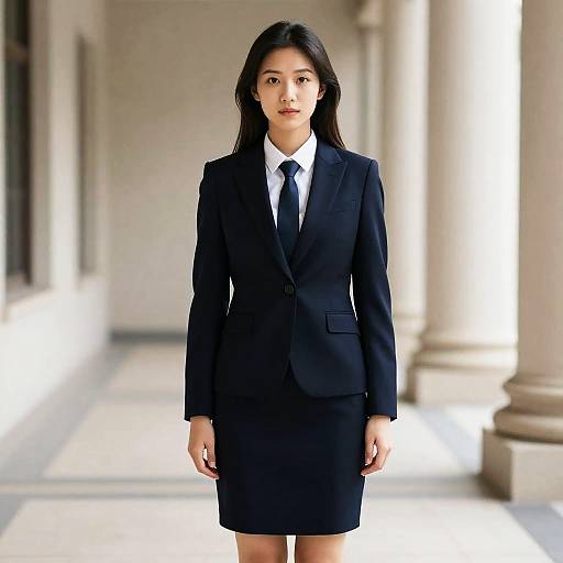 Woman in Semi-Formal Suit and Tie