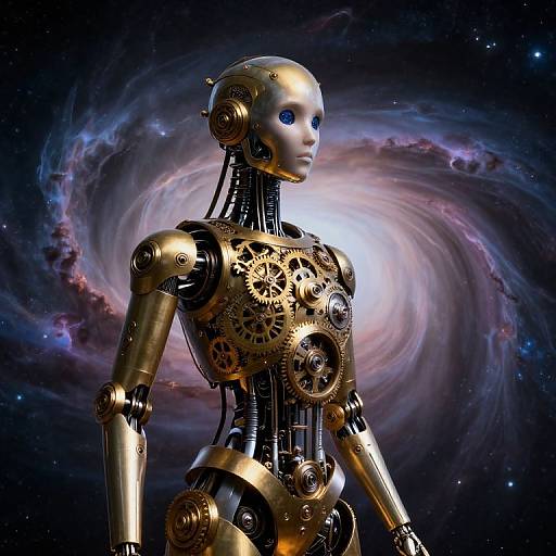 Clockwork Android in Cosmic Nebula