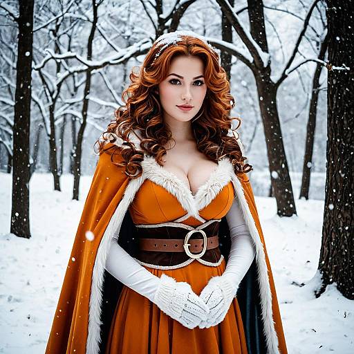 Winter Belle Cosplay in Snowy Forest