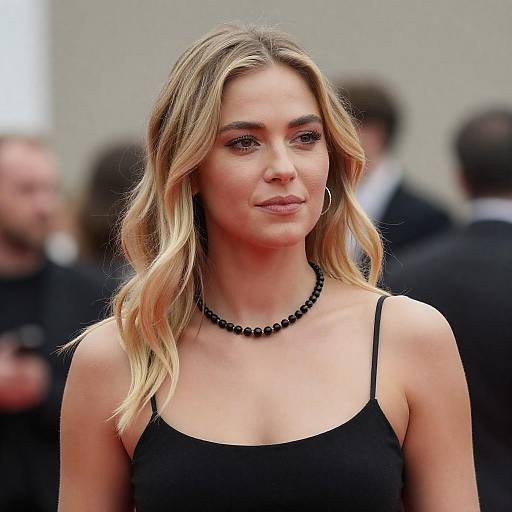 Blonde Woman in Black Spaghetti Strap Top