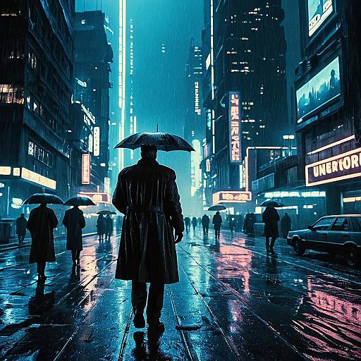 Futuristic Rainy Night in Neon-Lit City