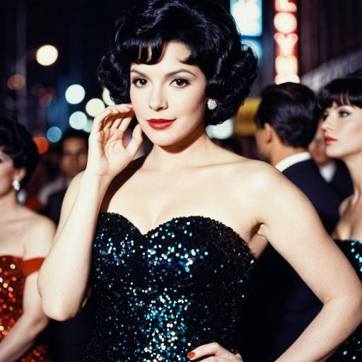 Woman in Vintage Hollywood Style Sequined Dress