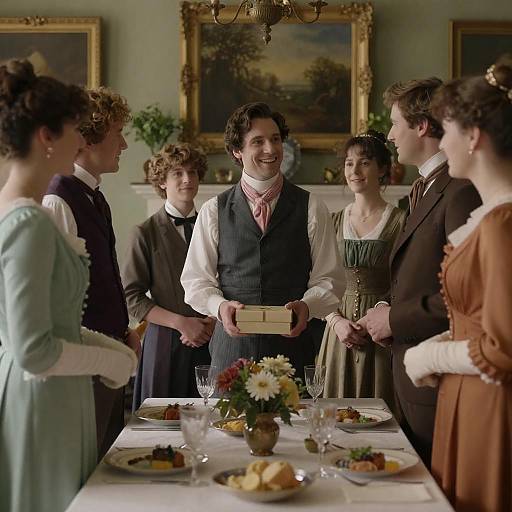 Victorian-Era Dinner Party Gathering