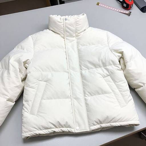 White Puffer Jacket with Measuring Tape