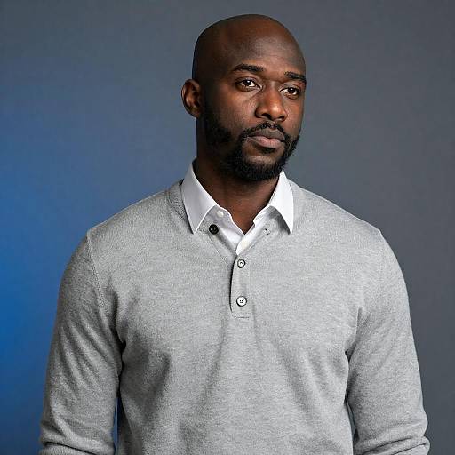 Portrait of Bald Black Man in Sweater