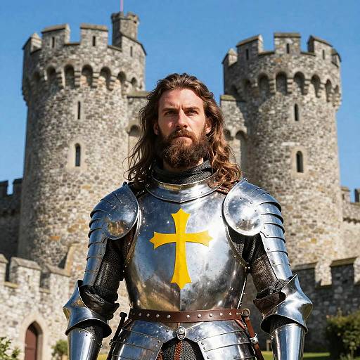 Bearded Knight at Medieval Castle