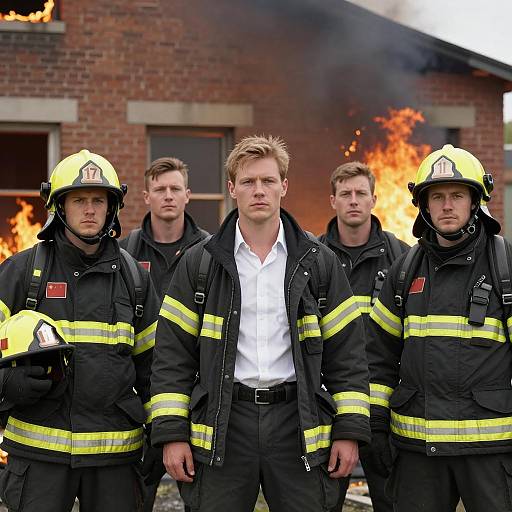 Courageous Firefighters Facing a Blaze