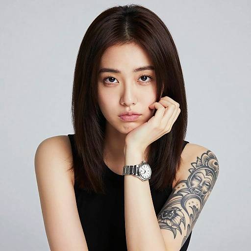 Portrait of Young Woman with Tattoos