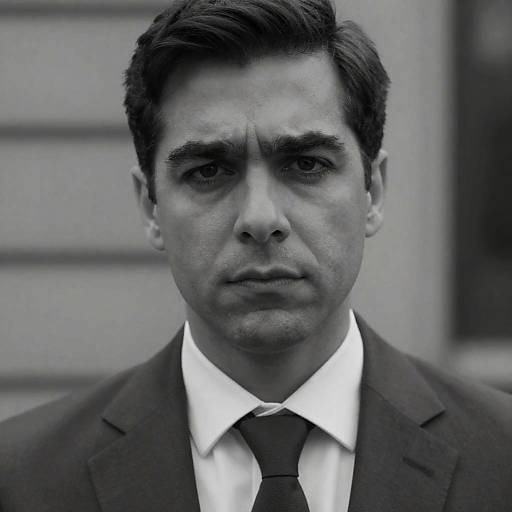 Serious Man in Suit Black and White