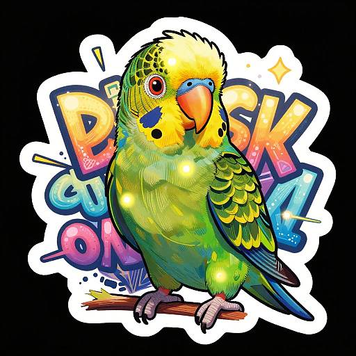 Vibrant Pixar-Style Parakeet Sticker