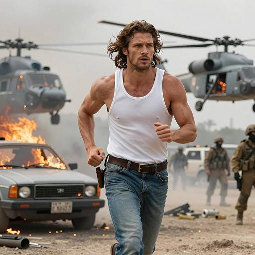 Determined Runner in War Zone