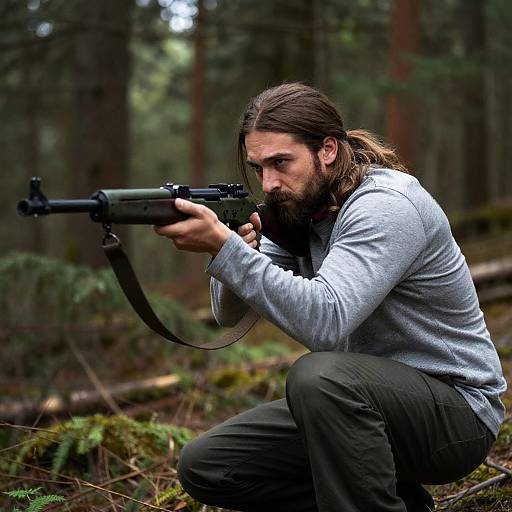 Intense Hunter in Dense Forest Setting