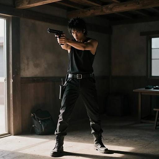 Dramatic Portrait of a Young Gunman