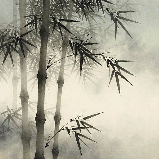 Serene Bamboo Silhouette in Mist