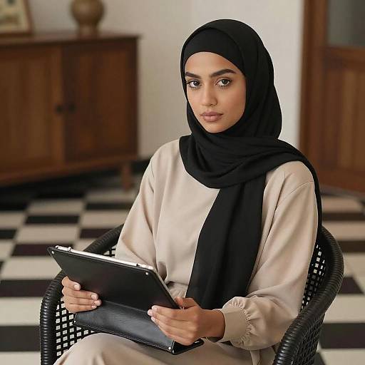 Portrait of Woman in Black Hijab