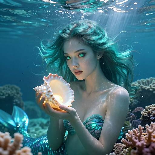 Enigmatic Mermaid in Coral Garden