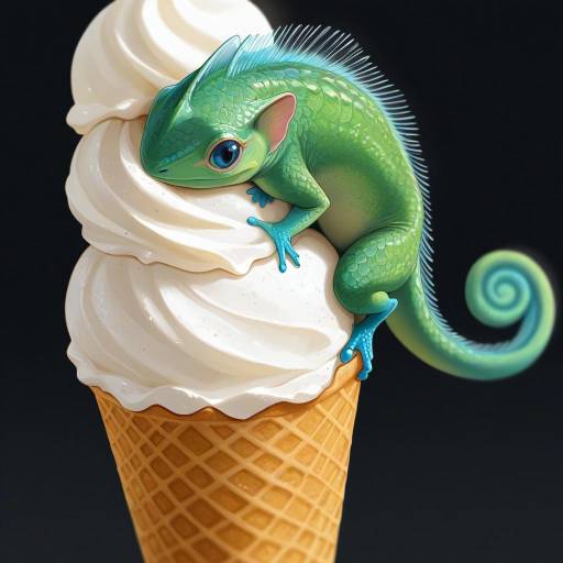 Photorealistic Chameleon Ice Cream Delight Photorealistic Chameleon Ice Cream Delight