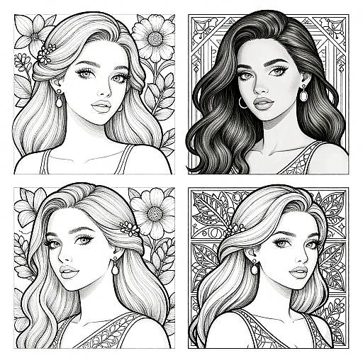 Realistic Diverse Women Coloring Pages