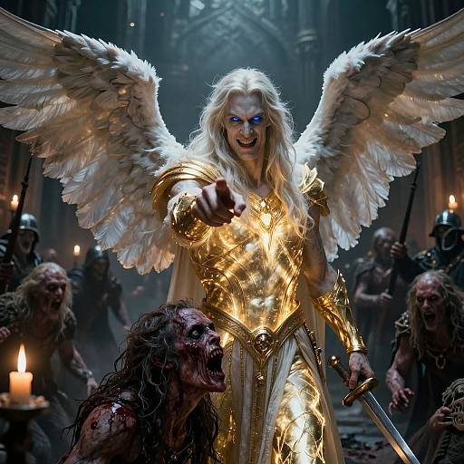 Menacing Celestial Archangel in Gothic Battle