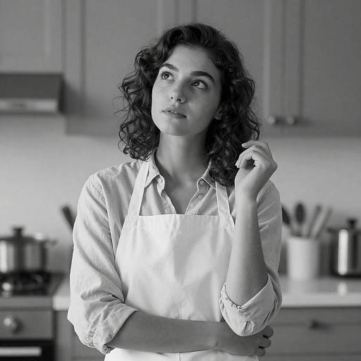Grainy Black-and-White Kitchen Portrait