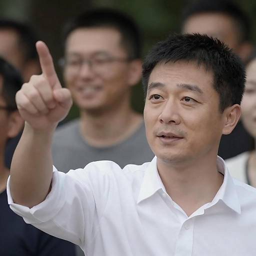 Asian Man Pointing Upward