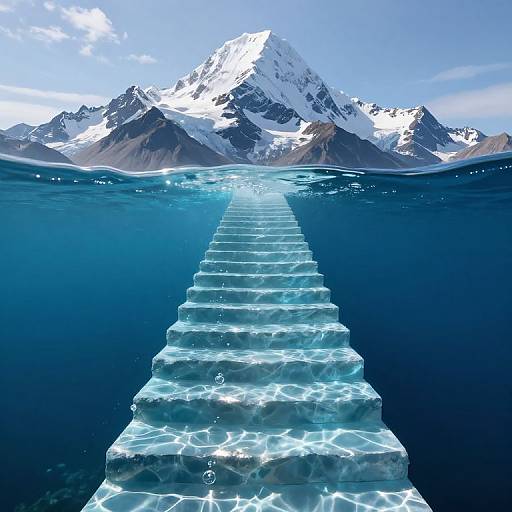 Ethereal Water Staircase to Mountain