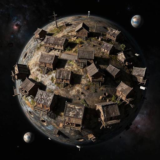 Colonial Harbor Town on Spinning Asteroid