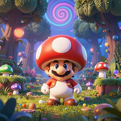 Psychedelic Mario Mushroom Dreamscape