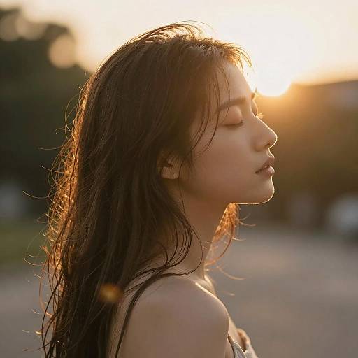 Serene Profile of a Young Woman