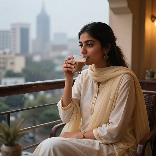 Pakistani Girl on Balcony in Karachi