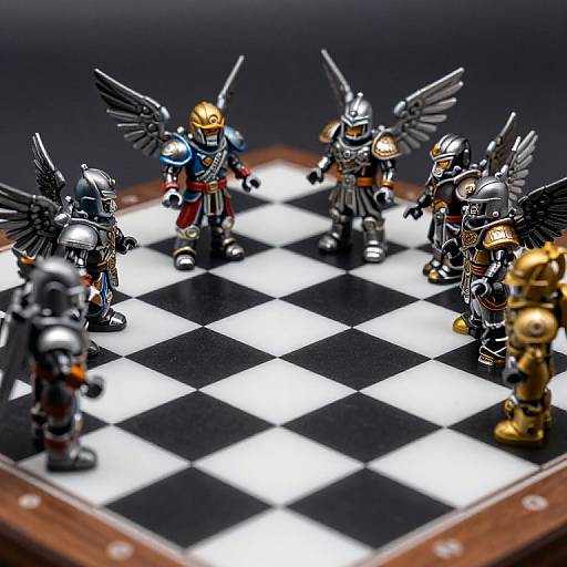 Armored Warrior Toy Figurines on Chessboard