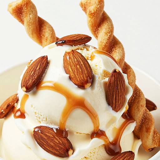 Creamy Ice Cream with Almonds and Pastry