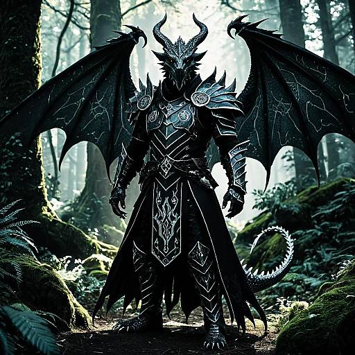 Enchanted Dragonborn Warlock in Forest