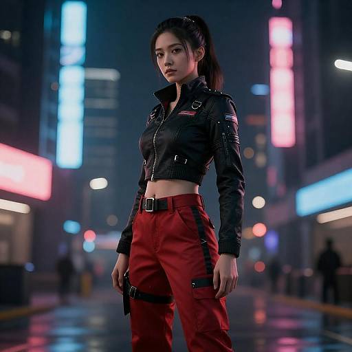 Neon City Techwear Girl at Night