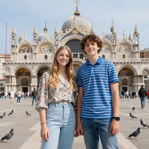 Joyful Teens at St. Mark's Basilica