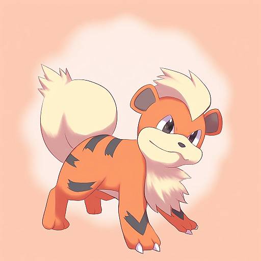Illustration of Growlithe, pokemon in the style of Gucchiann