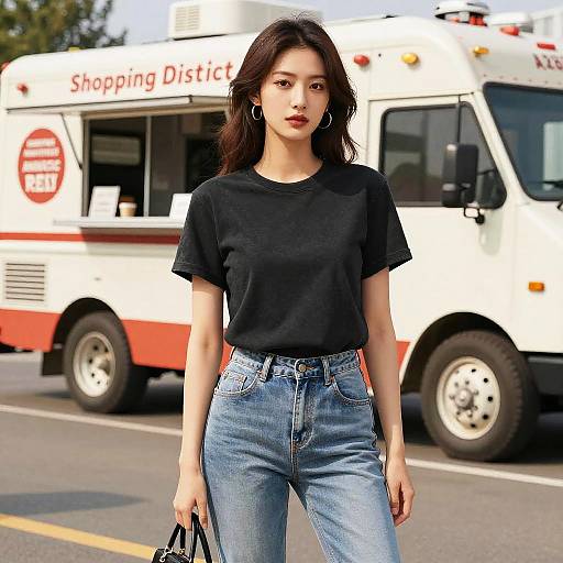 Streetwear Woman at Food Truck Rally