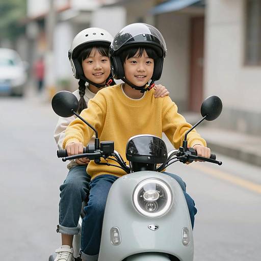 Joyful Ride: Kids on a Motorcycle