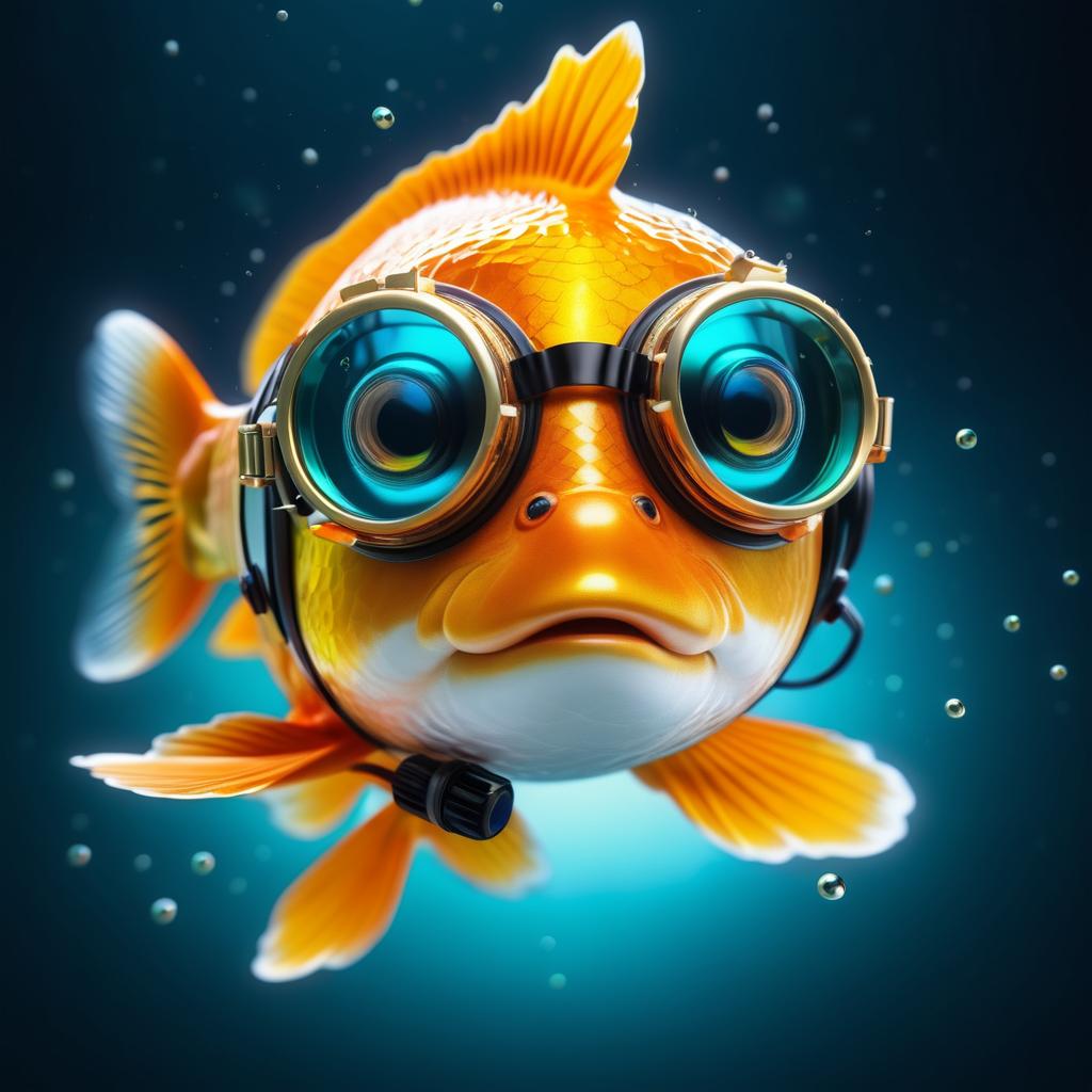 Whimsical Goldfish in Aviator Goggles