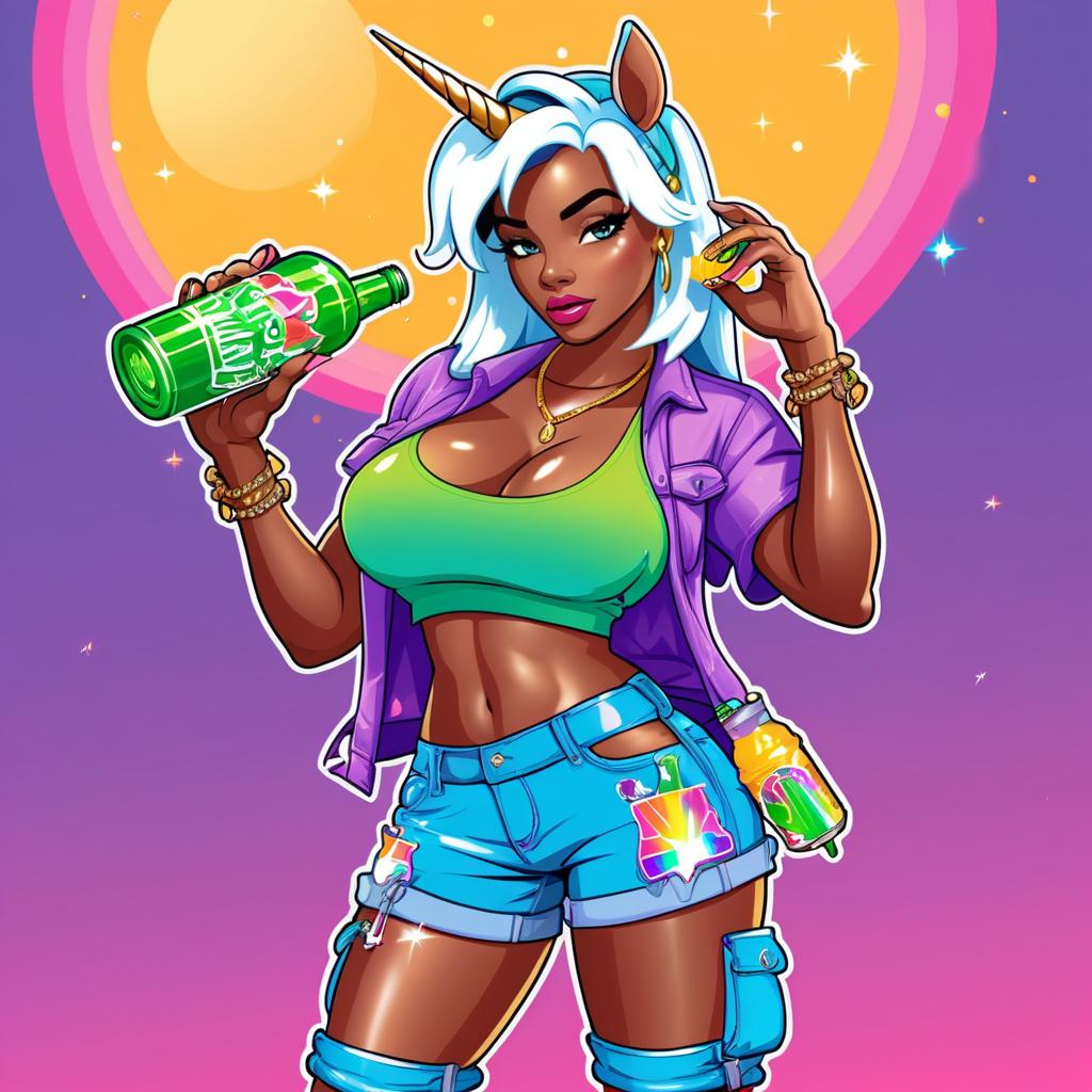 Hip-Hop Unicorn Character in Vector Style