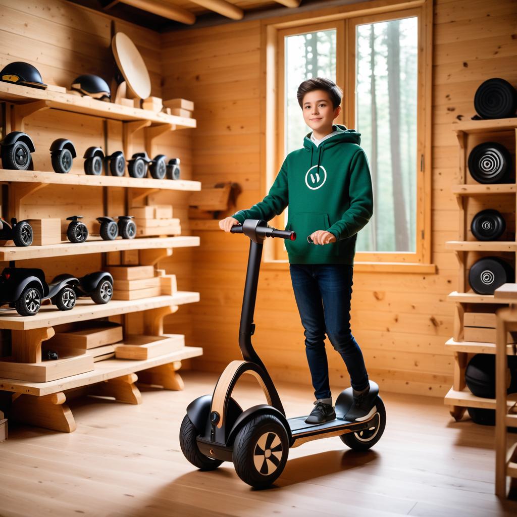 Eco-Friendly Segway Inventor in Workshop