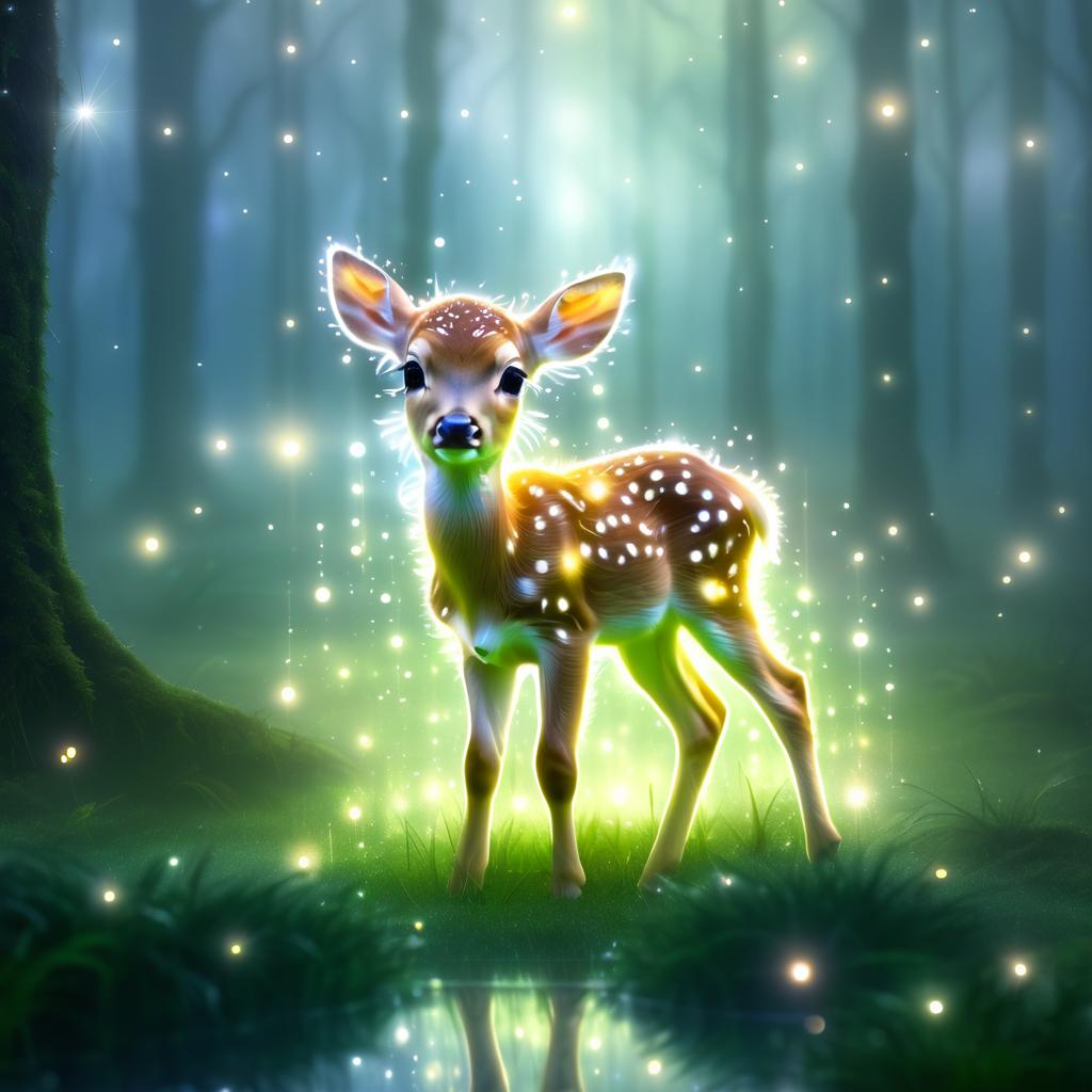 Ethereal Baby Fawn in Misty Glade