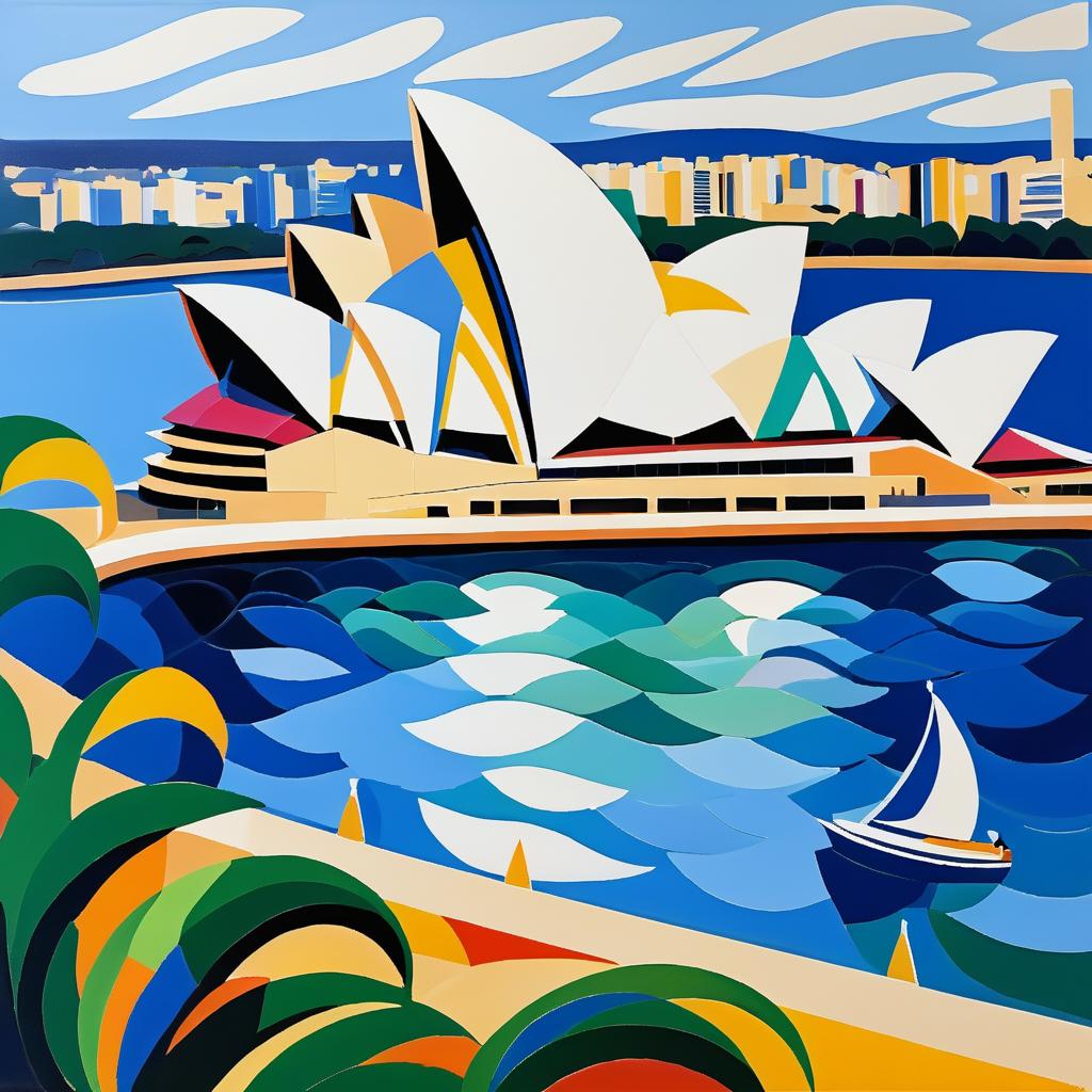 Vibrant Sydney Opera House in Matisse Style