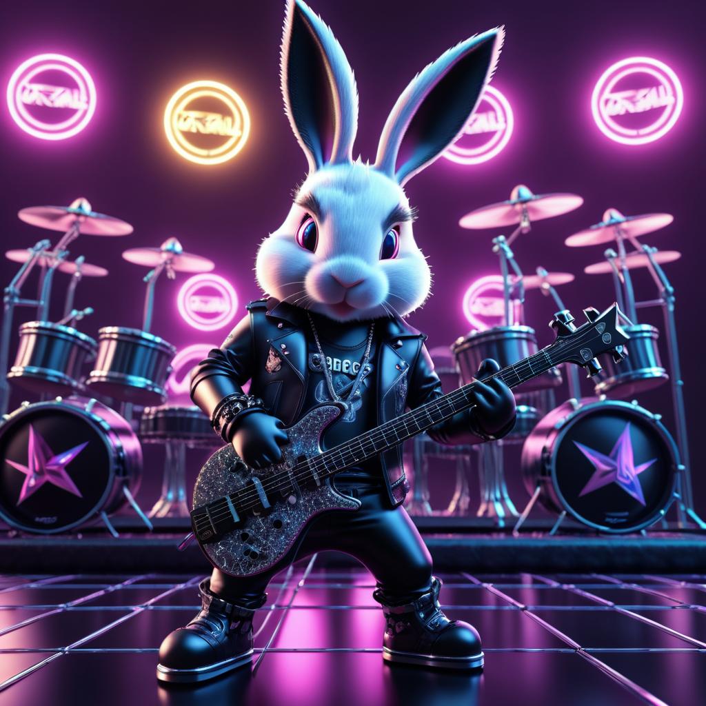 Epic Bunny Rockstar with Pig Band