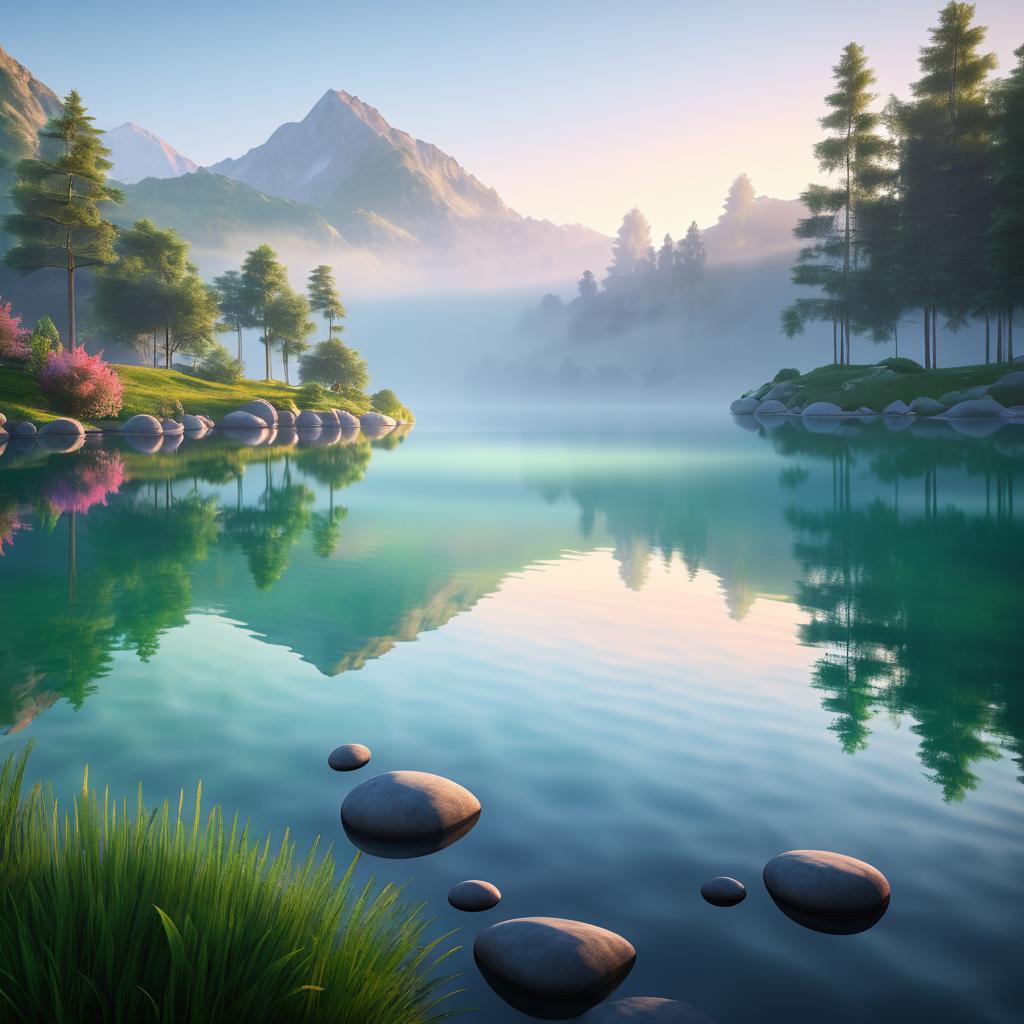 Serene Mountain Lake at Dawn